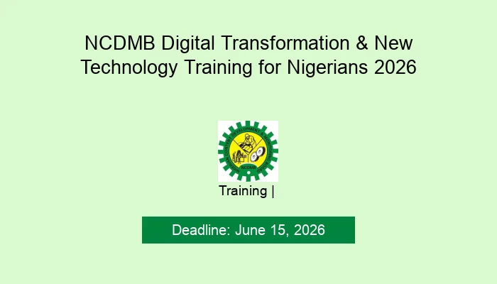 NCDMB Digital Transformation & New Technology Training for Nigerians 2026