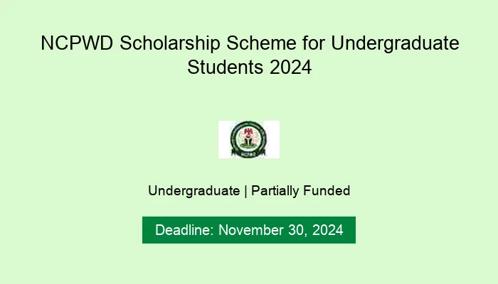 NCPWD Scholarship Scheme for Undergraduate Students 2024