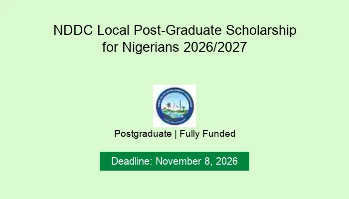 NDDC Local Post-Graduate Scholarship for Nigerians 2026/2027