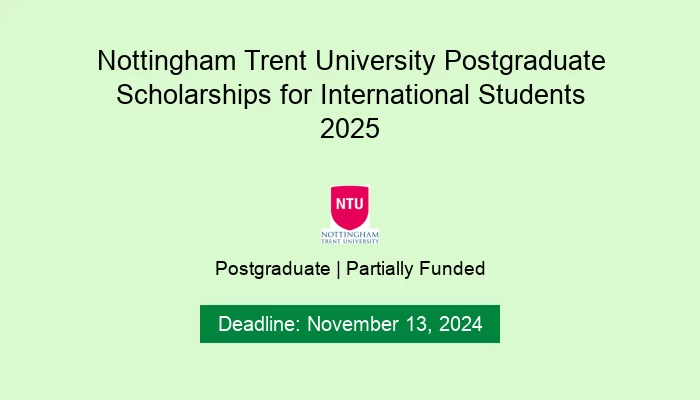 Nottingham Trent University Postgraduate Scholarships for International Students 2025