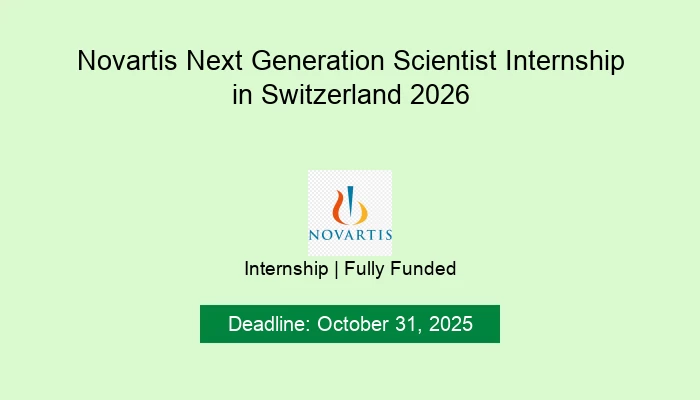Novartis Next Generation Scientist Internship in Switzerland 2026
