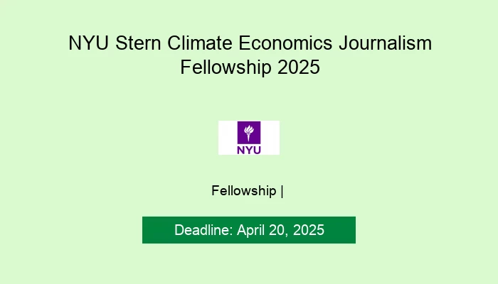 NYU Stern Climate Economics Journalism Fellowship 2025