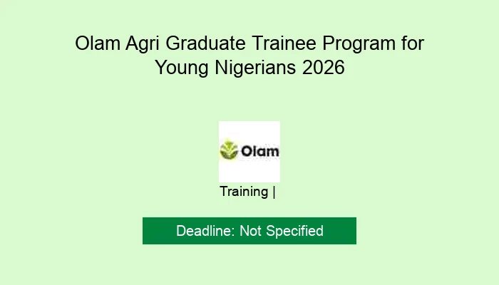 Olam Agri Graduate Trainee Program for Young Nigerians 2026