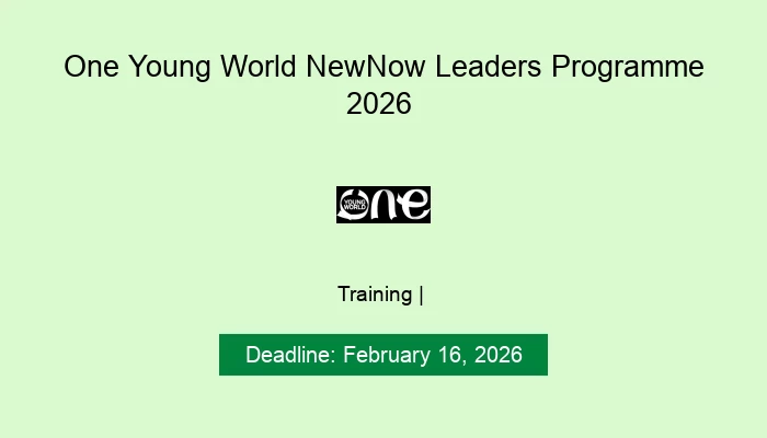 One Young World NewNow Leaders Programme 2026