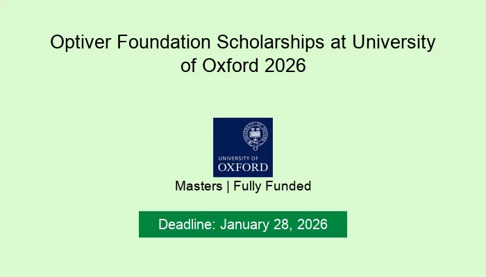 Optiver Foundation Scholarships at University of Oxford 2026
