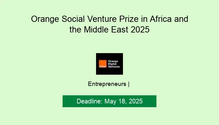 Orange Social Venture Prize in Africa and the Middle East 2025