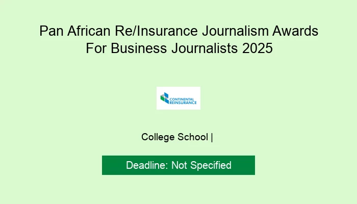 Pan African Re/Insurance Journalism Awards For Business Journalists 2025