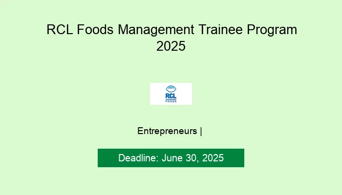 RCL Foods Management Trainee Program 2025