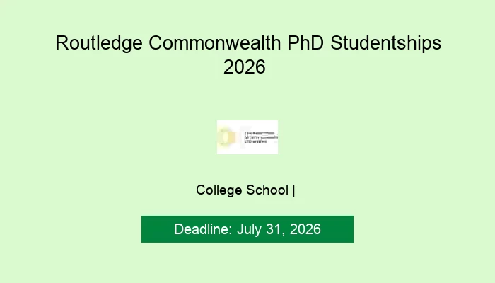 Routledge Commonwealth PhD Studentships 2026