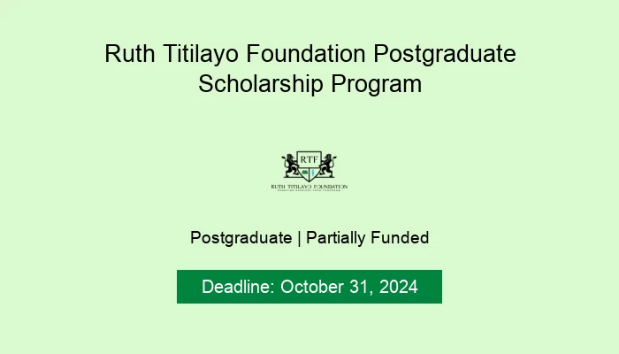 Ruth Titilayo Foundation Postgraduate Scholarship Program