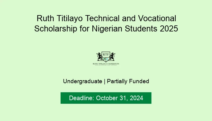 Ruth Titilayo Technical and Vocational Scholarship for Nigerian Students 2025