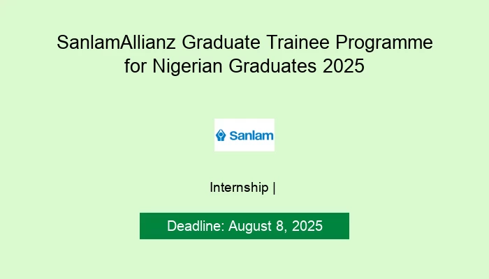SanlamAllianz Graduate Trainee Programme for Nigerian Graduates 2025