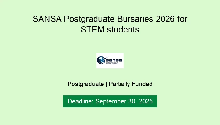 SANSA Postgraduate Bursaries 2026 for STEM students