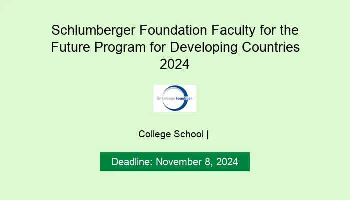 Schlumberger Foundation Faculty for the Future Program for Developing Countries 2024