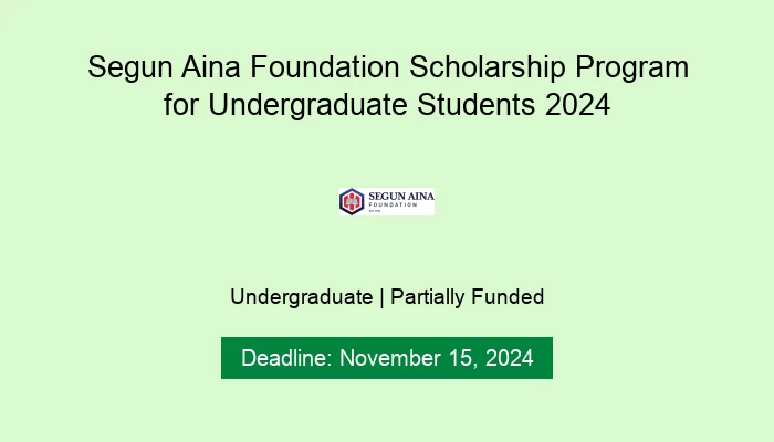Segun Aina Foundation Scholarship Program for Undergraduate Students 2024