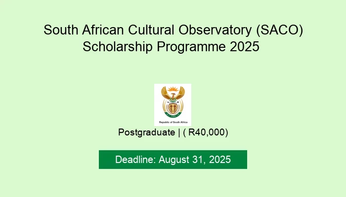 South African Cultural Observatory (SACO) Scholarship Programme 2025