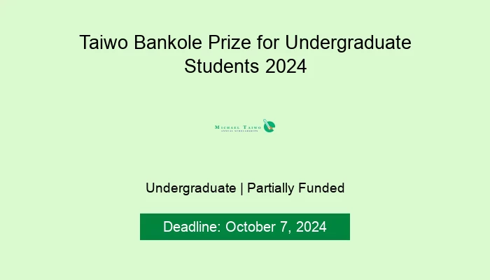 Taiwo Bankole Prize for Undergraduate Students 2024