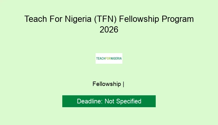 Teach For Nigeria (TFN) Fellowship Program 2026