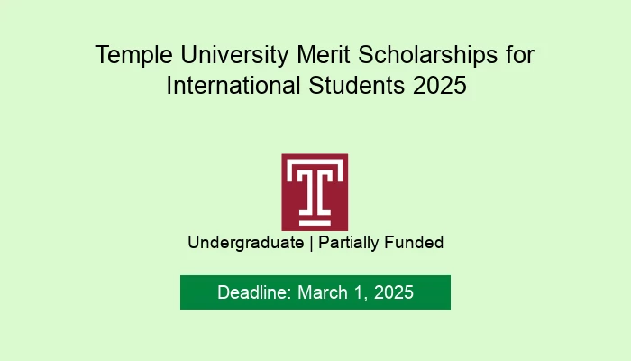 Temple University Merit Scholarships for International Students 2025