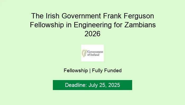 The Irish Government Frank Ferguson Fellowship in Engineering for Zambians 2026