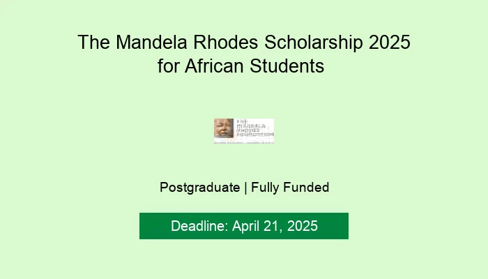 The Mandela Rhodes Scholarship 2025 for African Students