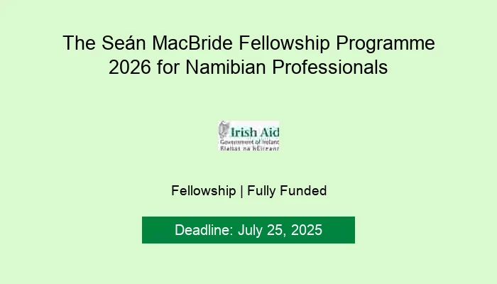 The Seán MacBride Fellowship Programme 2026 for Namibian Professionals