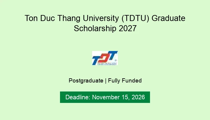 Ton Duc Thang University (TDTU) Graduate Scholarship 2027