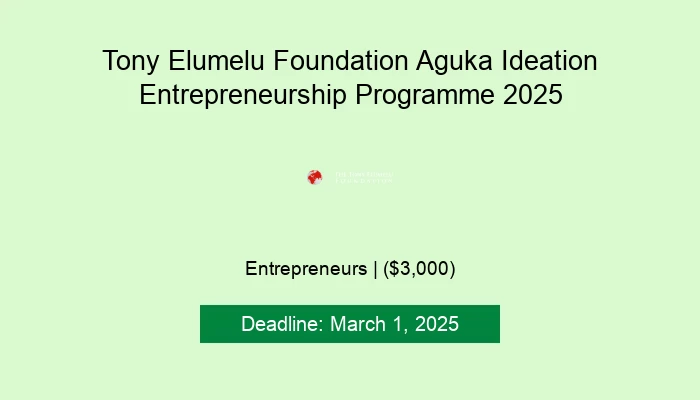 Tony Elumelu Foundation Aguka Ideation Entrepreneurship Programme 2025