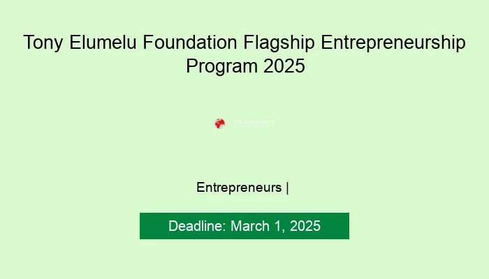 Tony Elumelu Foundation Flagship Entrepreneurship Program 2025