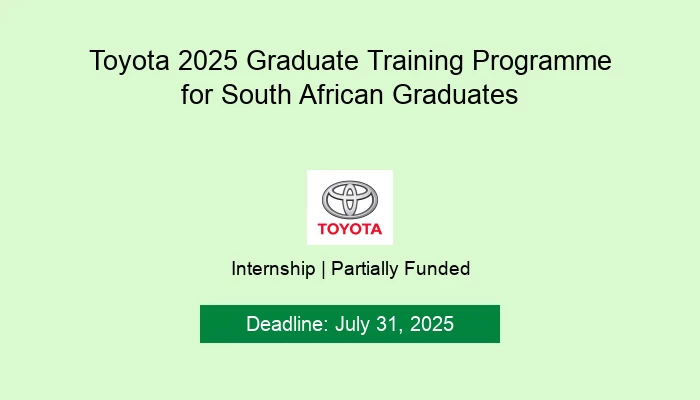 Toyota 2025 Graduate Training Programme for South African Graduates
