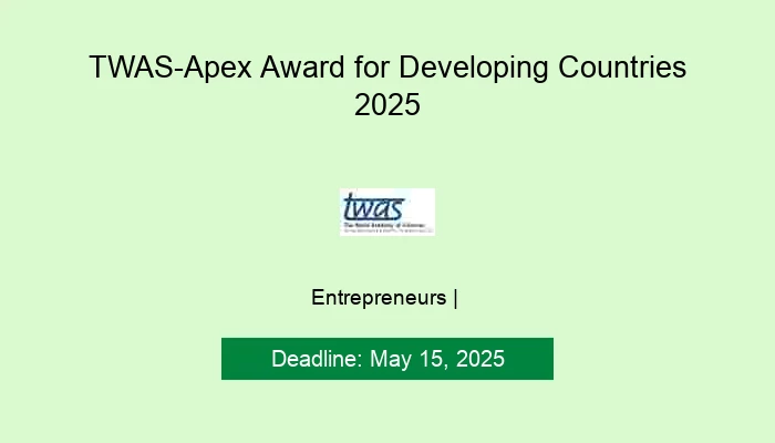 TWAS-Apex Award for Developing Countries 2025