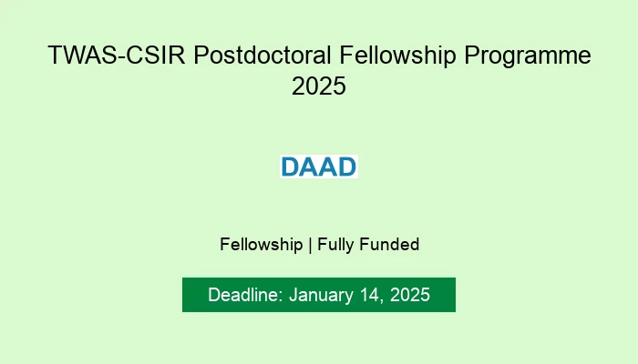TWAS-CSIR Postdoctoral Fellowship Programme 2025
