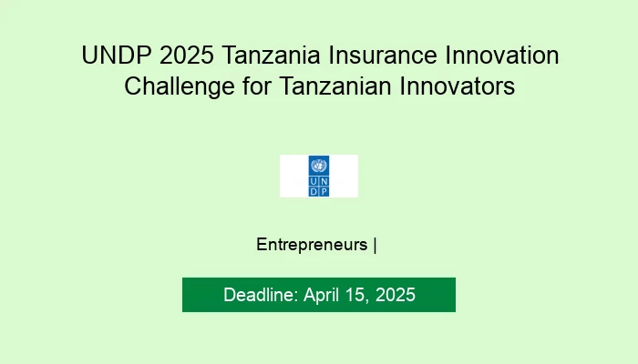 UNDP 2025 Tanzania Insurance Innovation Challenge for Tanzanian Innovators