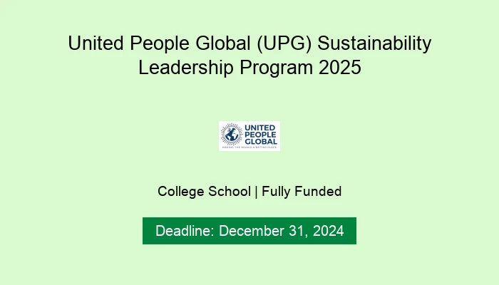 United People Global (UPG) Sustainability Leadership Program 2025
