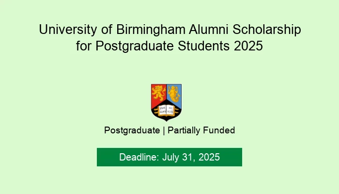University of Birmingham Alumni Scholarship for Postgraduate Students 2025