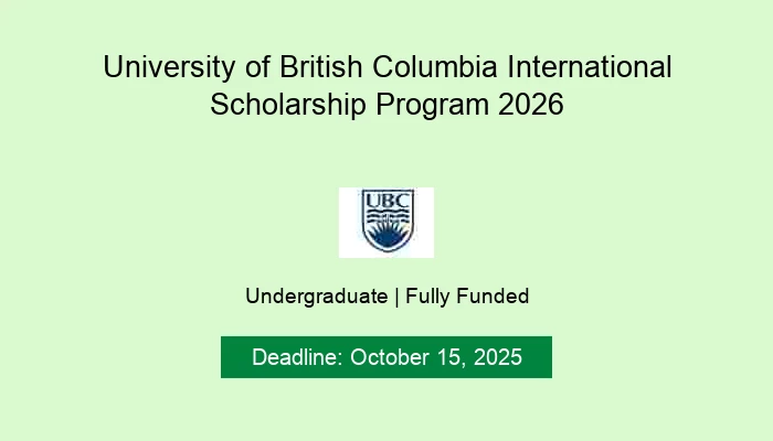 University of British Columbia International Scholarship Program 2026