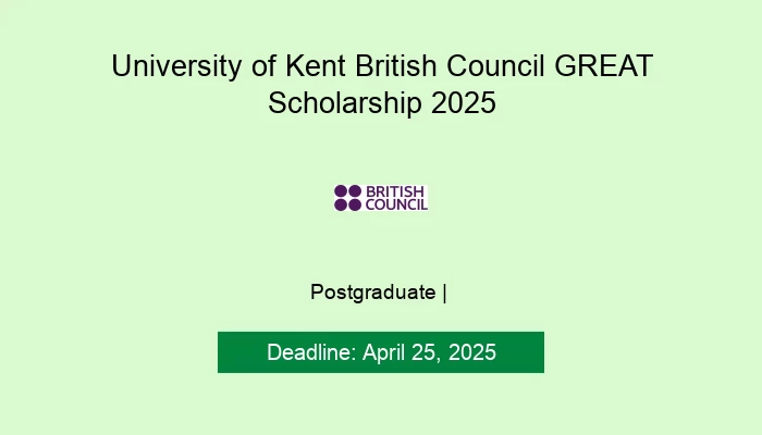 University of Kent British Council GREAT Scholarship 2025