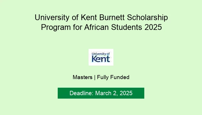 University of Kent Burnett Scholarship Program for African Students 2025