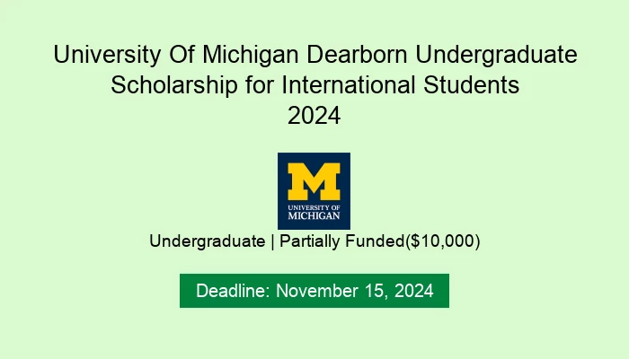 University Of Michigan Dearborn Undergraduate Scholarship for International Students 2024