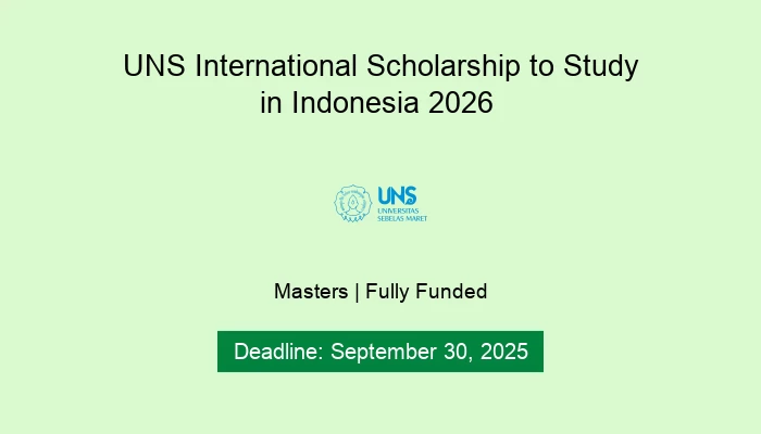 UNS International Scholarship to Study in Indonesia 2026