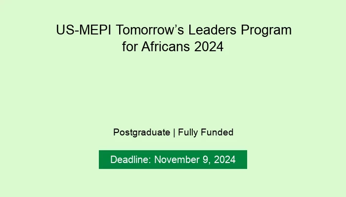 US-MEPI Tomorrow’s Leaders Program for Africans 2024