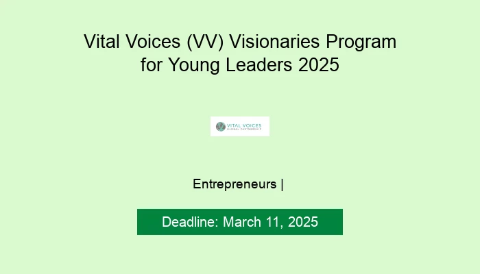 Vital Voices (VV) Visionaries Program for Young Leaders 2025