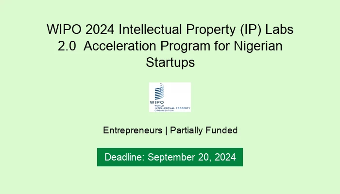 WIPO 2024 Intellectual Property (IP) Labs 2.0  Acceleration Program for Nigerian Startups