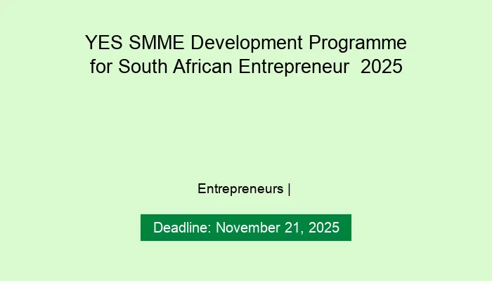 YES SMME Development Programme for South African Entrepreneur  2025