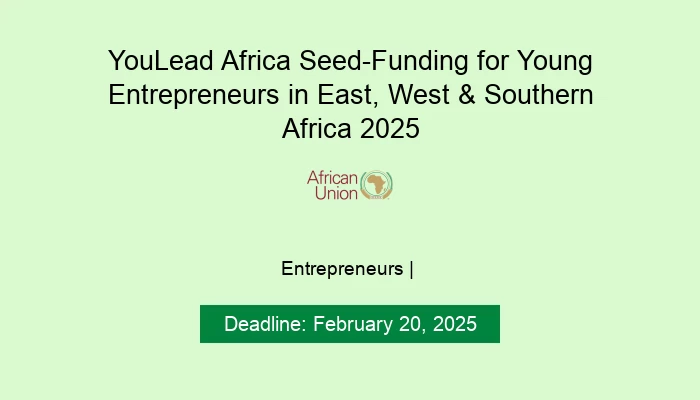 YouLead Africa Seed-Funding for Young Entrepreneurs in East, West & Southern Africa 2025